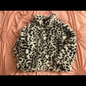 Girls black and white Dalmatian fur coat